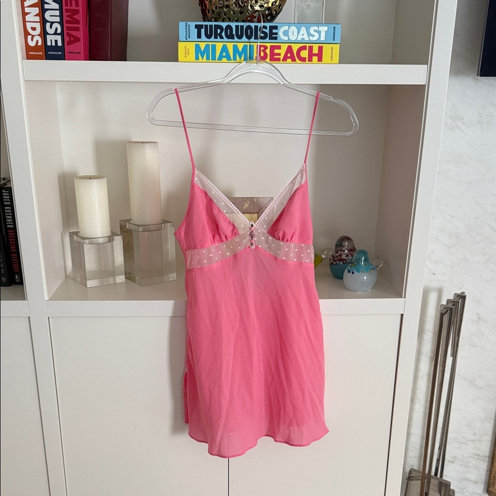 Betsey Johnson Pink Chemise with White Accents